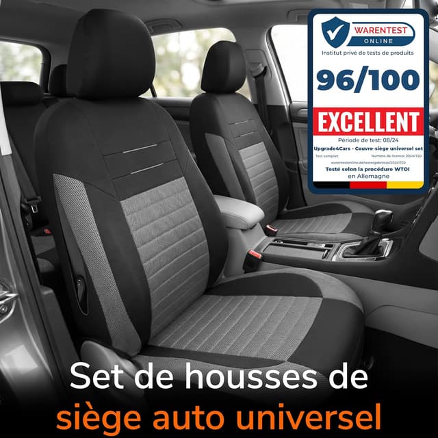 Detalle de upgrade4cars Housses de siège avant universelles gris (lot de 4) Version 2026