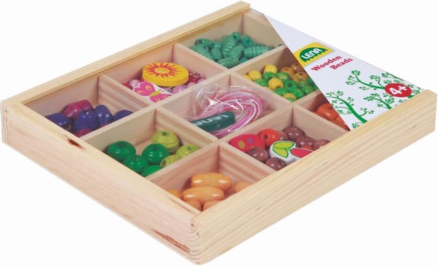 Detalle de Lena 32012 – Kit de bricolage perles en bois à enfiler (290 pièces) en coffret