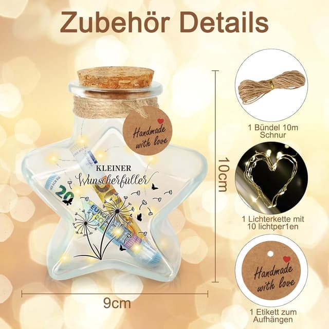 Detalle 1 de Giftota Wunscherfüller Geldgeschenk LED Flaschenlicht