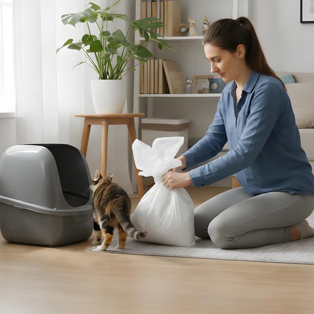 Detalle 2 de 40 XL Extra Cat Litter Tray Liners Roll (103cm x 53cm) – Heavy Duty Leak Proof Litter Bags