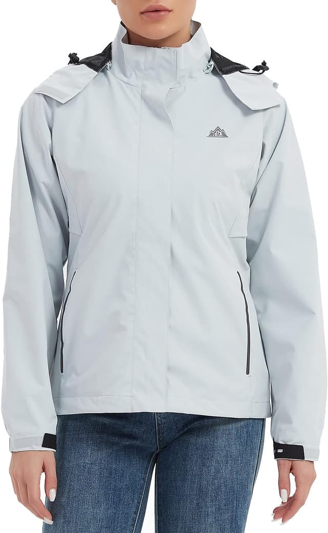Detalle de MOERDENG Women’s Waterproof Lightweight Rain Jacket (Hooded Softshell Windbreaker)
