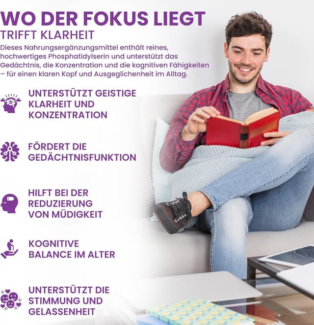 Detalle 2 de ALZURO LABS Phosphatidylserin 200 mg – 180 vegane Kapseln für Gehirn, Gedächtnis & Konzentration