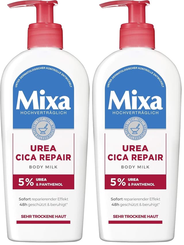 Detalle de Mixa Urea Cica Repair Body Milk – beruhigende Körpermilch mit 5 % Urea & Panthenol, 250 ml (2er Pack)