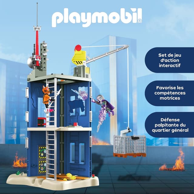 Detalle de PLAYMOBIL Heroes – Duel à la Tour du héros (72022) : kit de jeu d’action avec figurines et accessoires