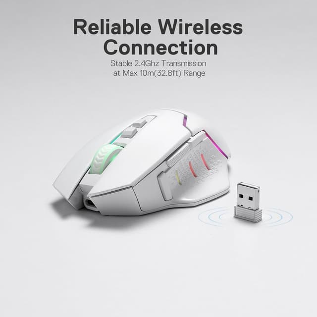 Detalle 2 de Redragon M690 PRO: mouse da gaming wireless con 8 pulsanti macro e fino a 8.000 DPI
