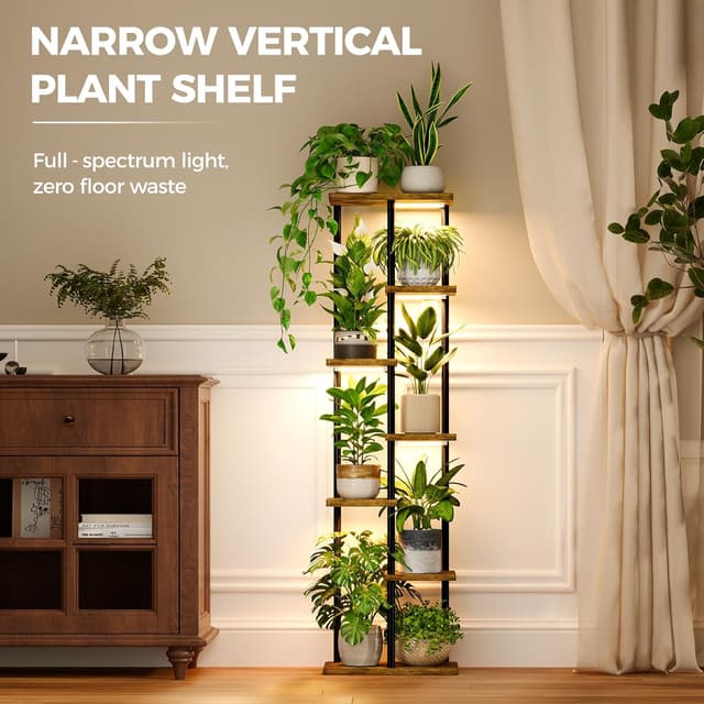 Detalle de Bamworld Mensola per piante con luci LED a spettro completo, 7 ripiani