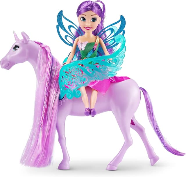 Detalle 2 de Sparkle Girlz Fairy Princess avec poupée Licorne : ensemble licorne blanche et accessoires de coiffage