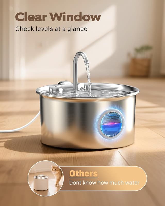 Thumbnail 4 de Fontaine INOX 2,6 L pour chat et petit chien 💧