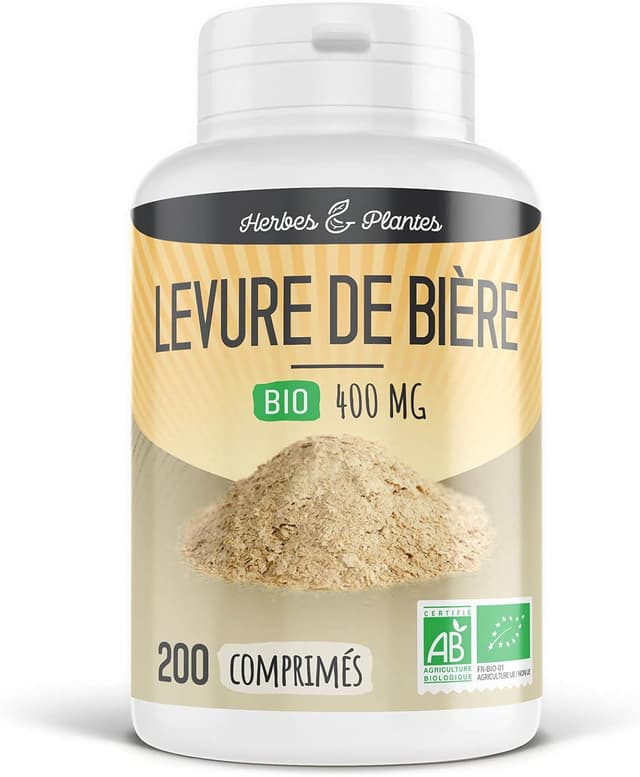 Detalle de Levure de bière Bio Herbes Et Plantes, 200 comprimés (400 mg) : complément alimentaire