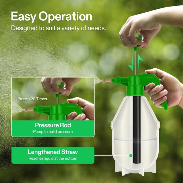 Detalle de VIVOSUN spruzzatore nebulizzatore manuale a pressione da 1,5 L con ugello in ottone regolabile (verde)