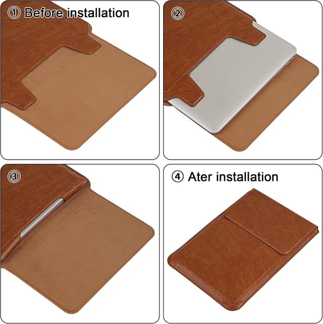Detalle 2 de HoYiXi 13,3 Zoll Laptophülle mit Standfunktion (Braun) – Schutzcover für 13–13,6" Geräte