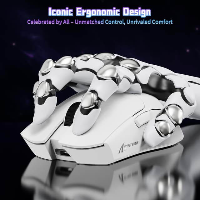 Detalle de ATTACK SHARK X11 SE Mouse da Gaming Wireless 3 modalità (BT/2.4G/Cablato) con sensore PixArt PAW3311, 22000 DPI e batteria fino a 65 ore (Bianco)