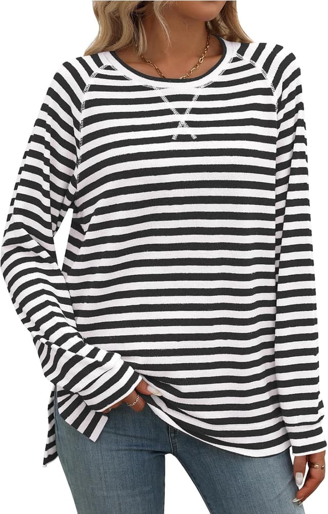 Detalle de Flikity women’s long sleeve striped sweatshirt tunic (crew neck) in 65% rayon/35% polyester
