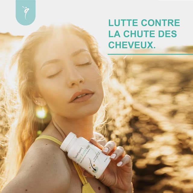 Detalle de SanaExpert Haar Forte Gold – Complément capillaire vegan en gélules (60 capsules) pour renforcer les cheveux