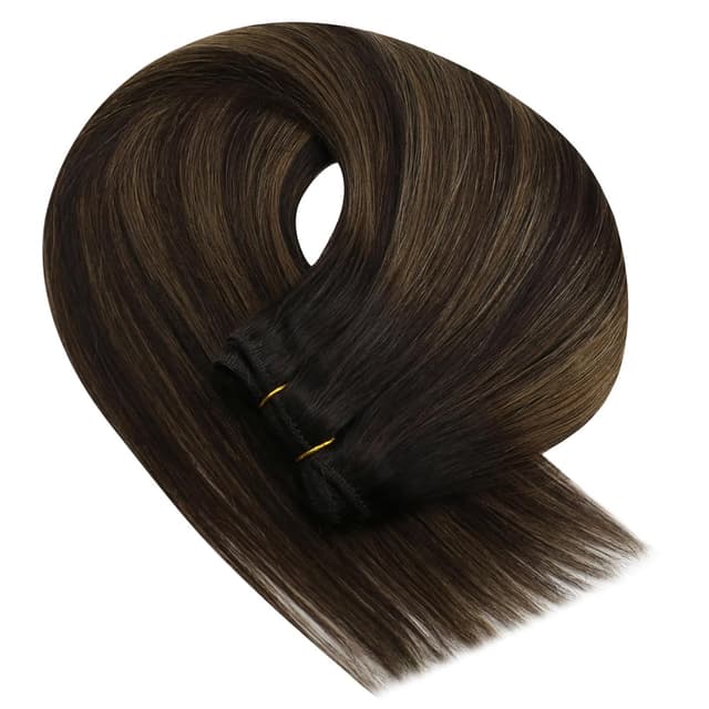 Thumbnail 6 de YoungSee Echthaar Tressen Braun – Weft Extensions in Dunkelbraun zum Einnähen, 50 cm, 100 g