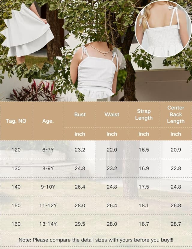 Detalle de Arshiner Girls Summer Spaghetti Strap Tiered Midi Sundress with Smocked Back