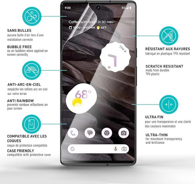 Detalle de Smartect Protecteur d’écran TPU pour Google Pixel 7a (2 + 2 pièces) écran + caméra