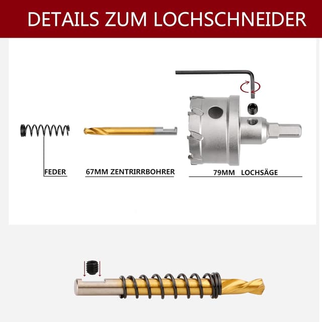 Detalle 2 de 51mm Lochsäge Hartmetall-Bohrer für Edelstahl