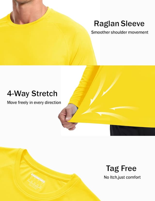 Detalle 2 de GOLDPKF Men’s UPF 50+ Long Sleeve Sun Protection T-Shirt (Quick Dry, 4-Way Stretch)