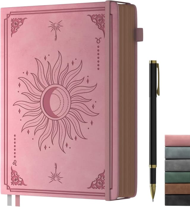 Detalle de Smarpau Notizbuch B5 Hardcover mit 100-g/m² linierten Seiten, 366 Seiten (rosa)