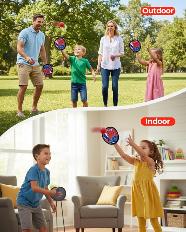 Detalle 1 de Toss and Catch Ball Game Set 4 paddles