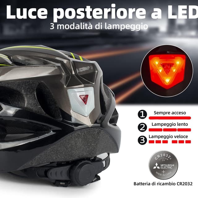 Detalle 2 de Shinmax Casco bici LED 56-62 cm regolabile