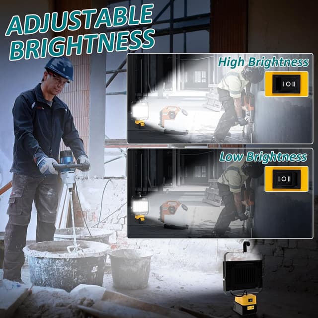 Detalle 2 de T-SUN Cordless 100W LED Work Light for Dewalt 18V 🔦