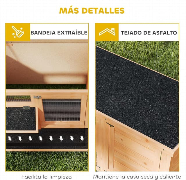 Thumbnail 5 de PawHut Conejera de Madera 112x50x54 cm