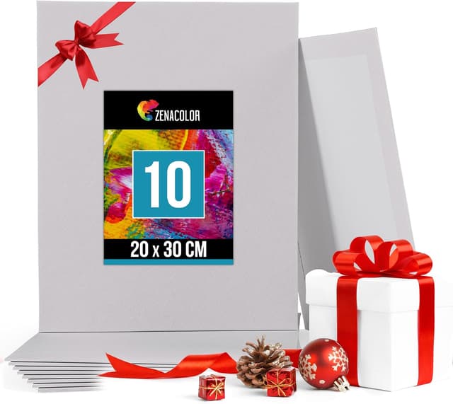 Detalle de Zenacolor Canvas Set 10 teilig (Leinwand zum Bemalen) 20x30 cm – säurefreie Baumwolle
