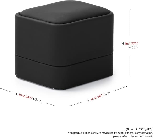 Thumbnail 7 de Papten Caja para Anillo en Piel Sintética Negra 💍 Boda y Propuesta