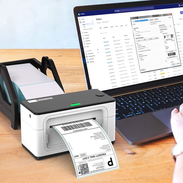 Detalle 2 de MUNBYN ILH01 Black label holder for roll and stack fan-fold thermal labels