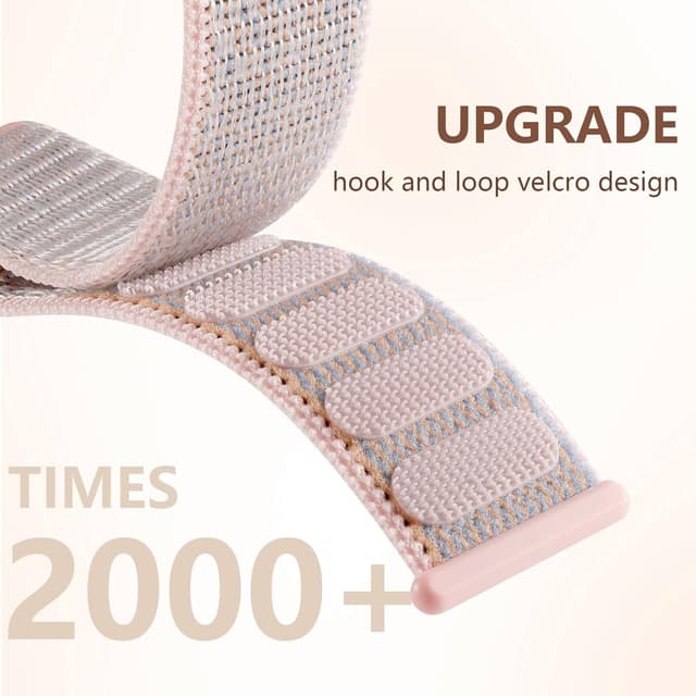 Detalle de CeMiKa Nylon Loop Strap for Apple Watch (40mm/41mm/38mm/42mm) – Pink Sand soft breathable sports band