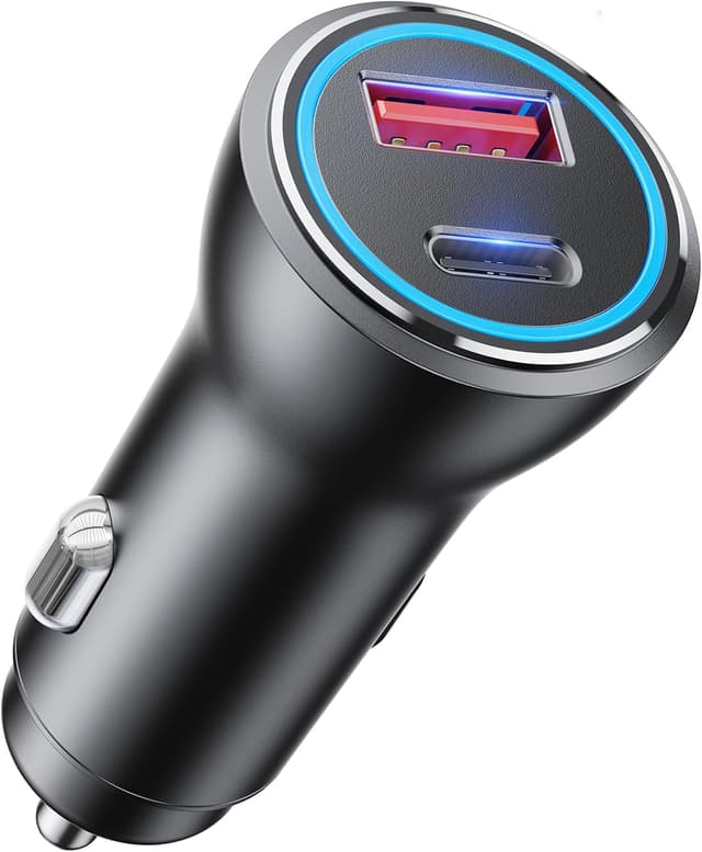 Detalle de Caricatore Auto 2 Porte Metallo 48W USB‑C PD 30W + USB-A QC3.0 18W per accendisigari 12V/24V
