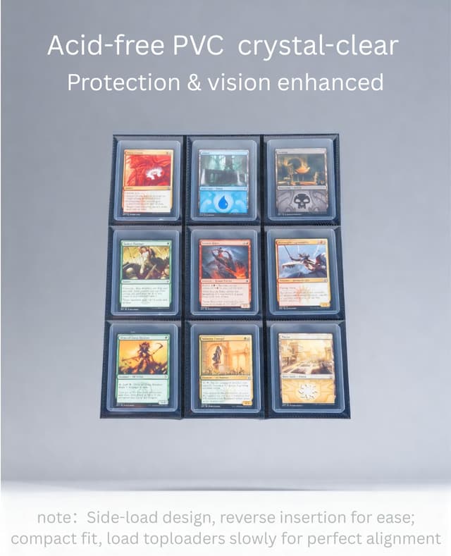 Detalle de KUOOKING Top Loader Binder (Blue) for 3" x 4" Rigid Holders — 9-Pocket Set for 288+ Top Loaders