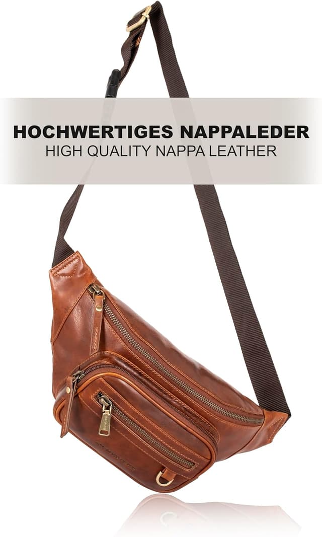 Detalle de Marc Peter® Varadero Bauchtasche Herren Leder – Gürteltasche mit Wechselgurt als Crossbody