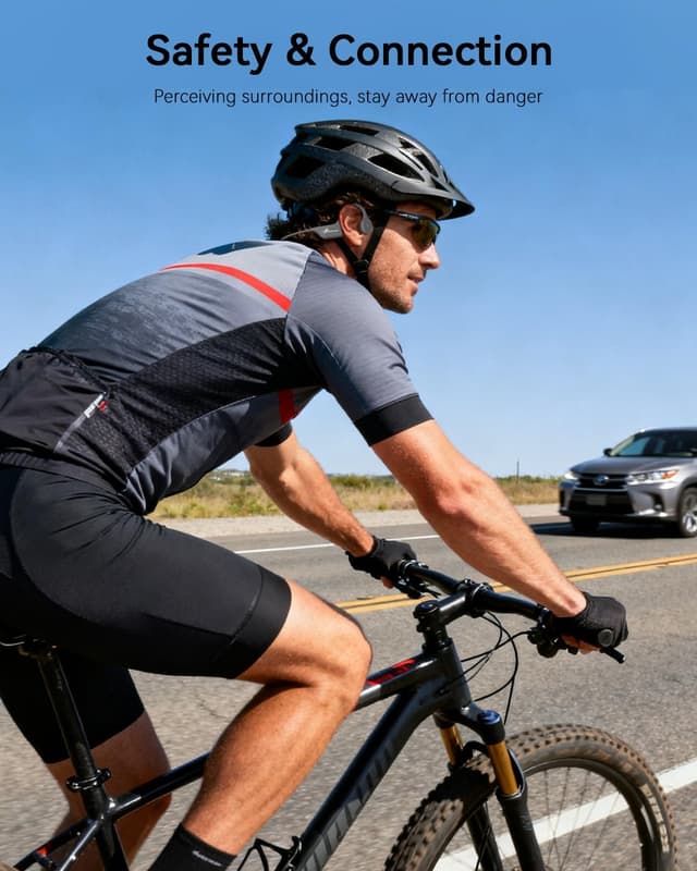 Detalle de SANOTO Bone Conduction Bluetooth Open-Ear Headphones (with Mic) — IPX5 Sport Wireless Earphones