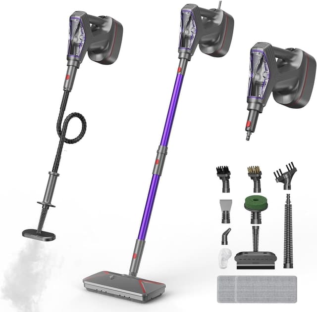 Detalle de Tdyon Dampfreiniger & Dampfbesen mit PowerPad – 29 Zubehörteile, ECO-Reinigung ohne Chemikalien