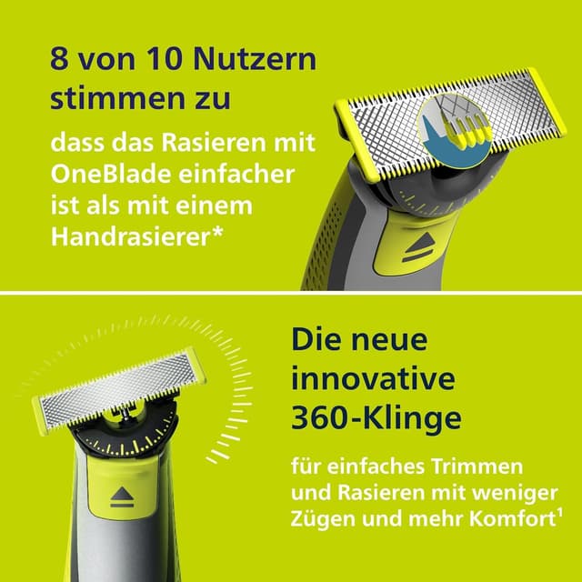Detalle 2 de Philips OneBlade 360 Face (QP2724/31) – elektrischer Rasierer & Trimmer für Gesicht, Nass- und Trockenrasur