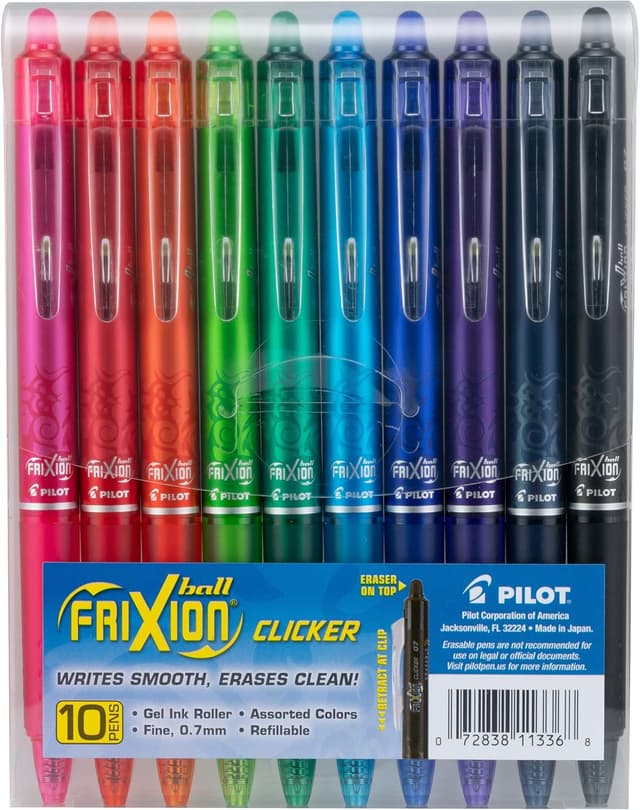 Detalle de Pilot FriXion Erasable Gel Pens 0.7 mm, Pack of 10 ๐