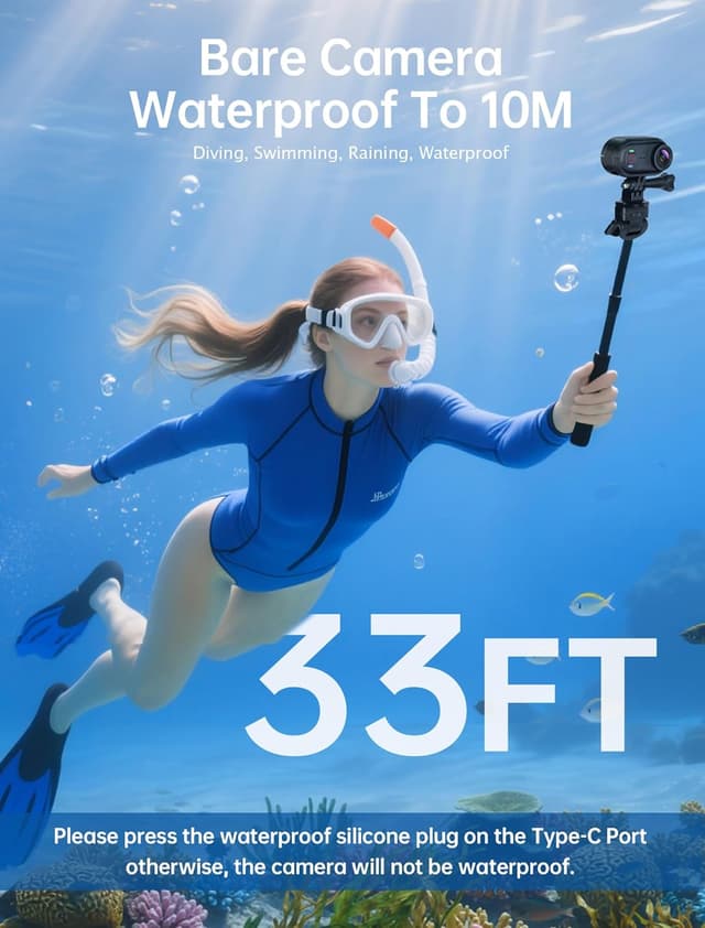 Detalle de 4K Mini Body Action Camera POV Wearable Thumb Cam with WiFi, 64GB Storage, IPX68 Waterproof (Black)