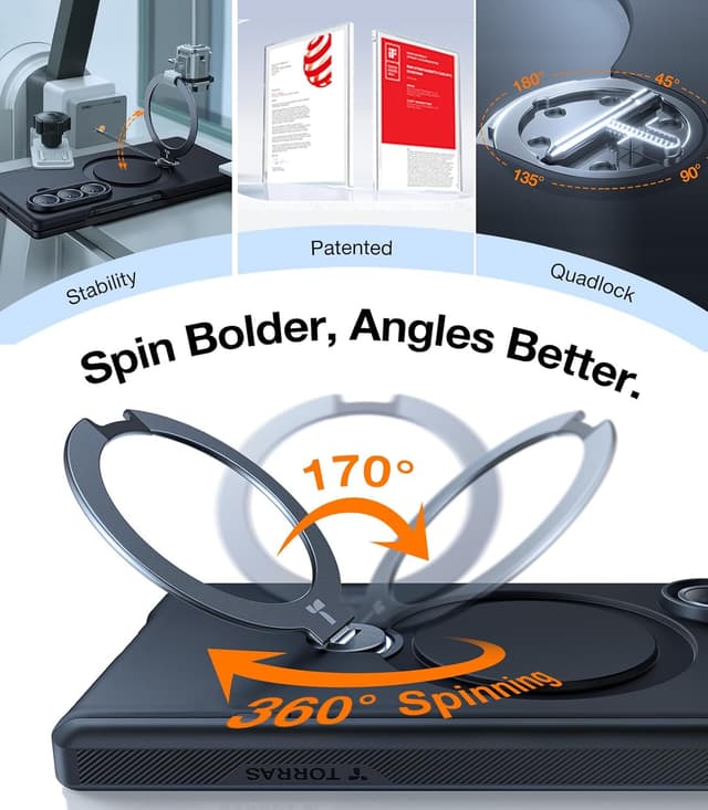Detalle de TORRAS 360 Spin Magnetic Stand for Galaxy Z Fold 7 case