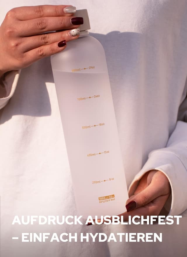 Detalle de Opard Slim Pro Trinkflasche 1 l – kohlensäuregeeignet, auslaufsicherer Schraubverschluss & griffiger Gummihandgriff