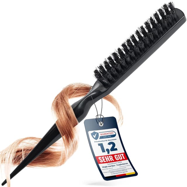 Detalle de marQus Magic marQus Volumen & Glanz Wildschweinborsten Toupierbürste „Sleek Bun“ – Teasing Brush, klassisches Schwarz
