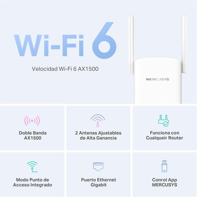 Thumbnail 2 de Mercusys ME1500X Wi-Fi 6 Repetidor Doble Banda 🚀