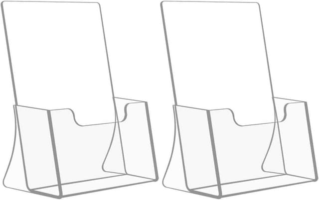 Detalle de HIIMIEI Acrylic Freestanding Brochure/Leaflet Holder (A5, Clear) – 2 Pack