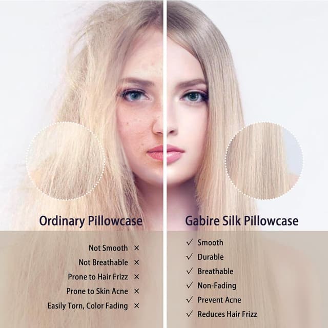 Detalle de Gabire Mulberry Silk Pillowcases Set of 2 (Navy), Hidden Zipper, Standard 20"×26