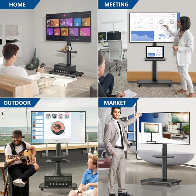 Detalle 2 de RFIVER TV Rollwagen Höhenverstellbar 26–70 Zoll