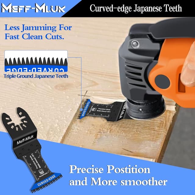 Detalle de Meff-Mluk 26PCS Japanese Titanium Oscillating Saw Blades kit with C-clip adapters