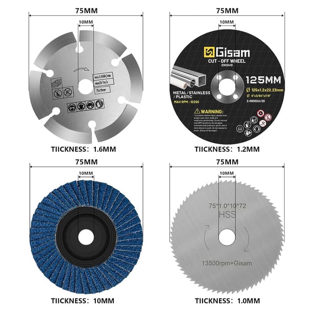 Detalle 2 de Gisam Profesional 75mm Disco de Corte para mini amoladora