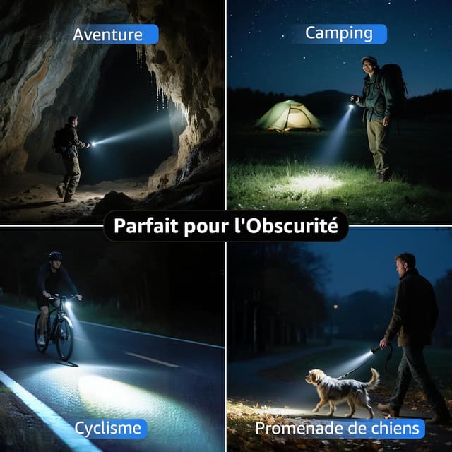 Detalle 2 de Lepro Lampe Torche Rechargeable 1000 lumens, 5 modes, Zoomable, IPX4